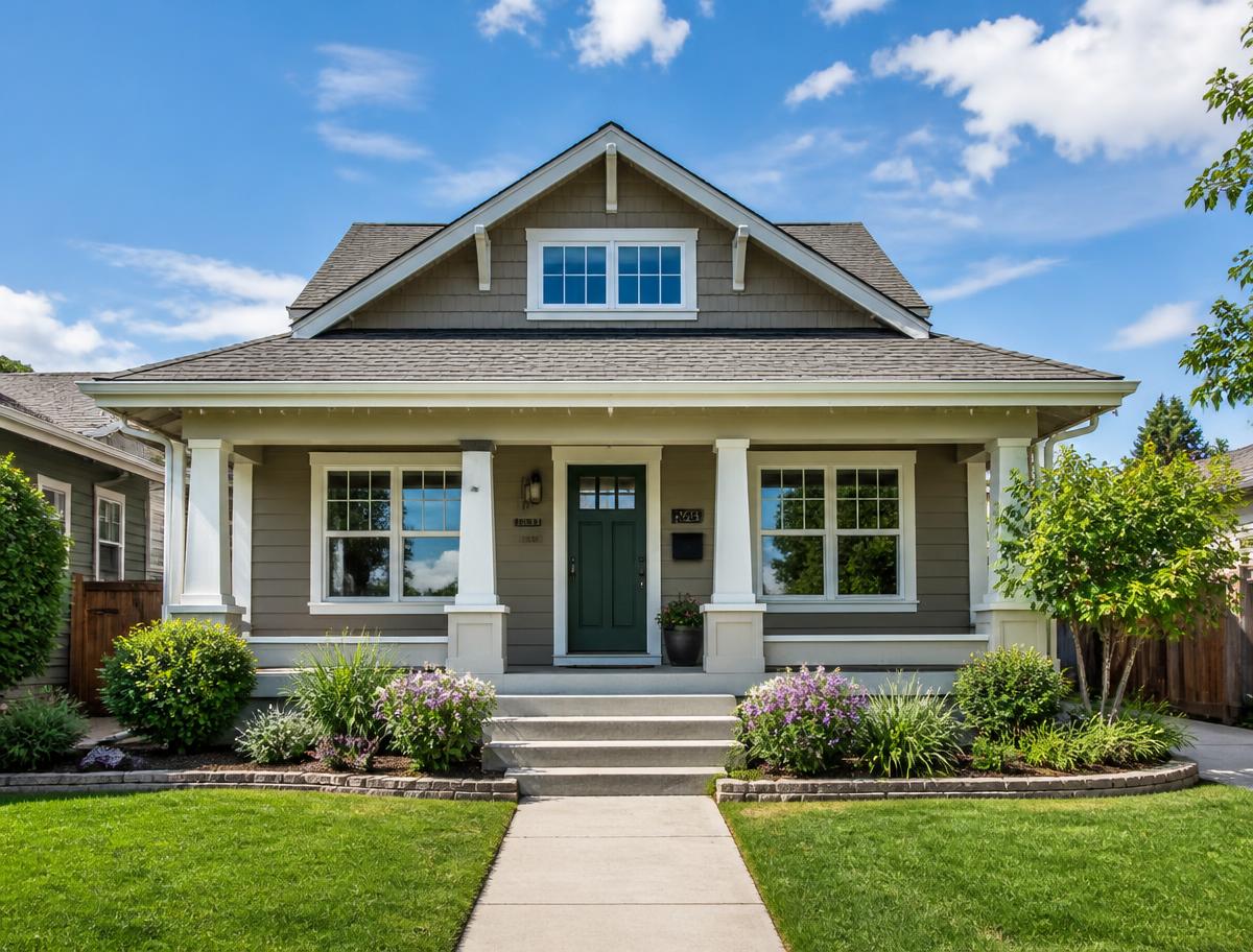 Craftsman-style Colorado home with a tidy porch and sparkling clean windows